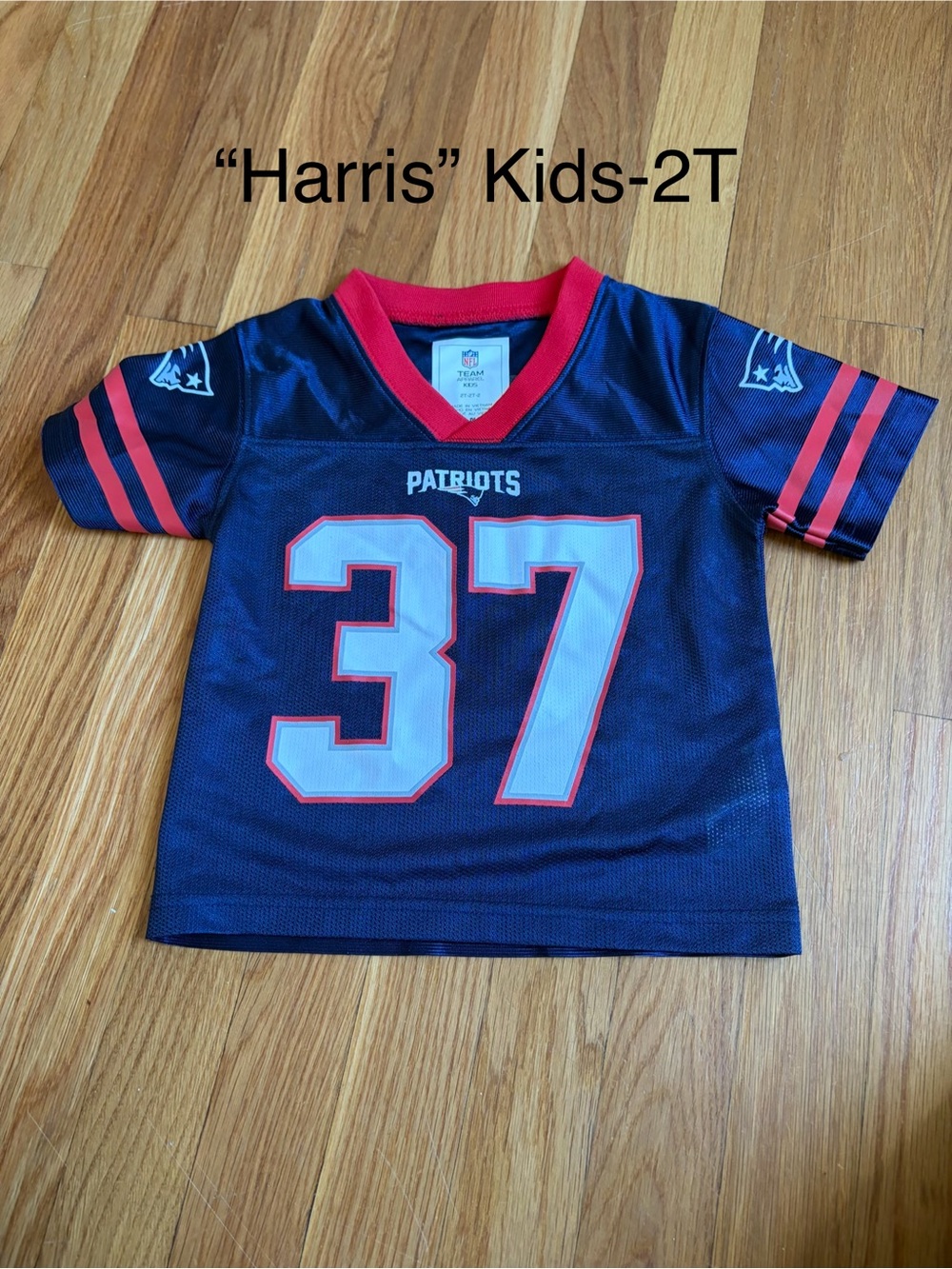 NFL Patriots Kids Navy Red #37 Football Jersey - Kids 2T